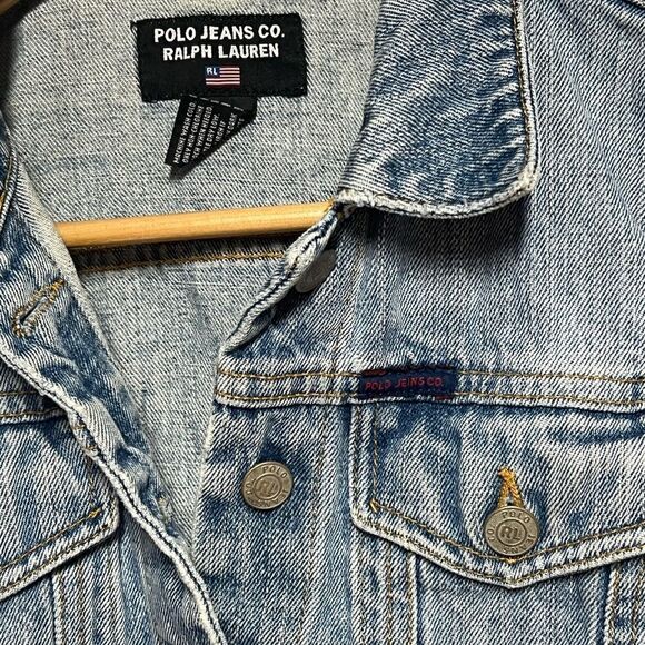 Vintage Ralph Lauren Polo Women’s Trucker Crop Jean Jacket Sz M - Picture 5 of 5